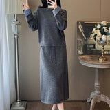 KANING French Lazy Sweater Set Autumn And Winter New Loose Temperament Thin Knitted Skirt Two-Piece