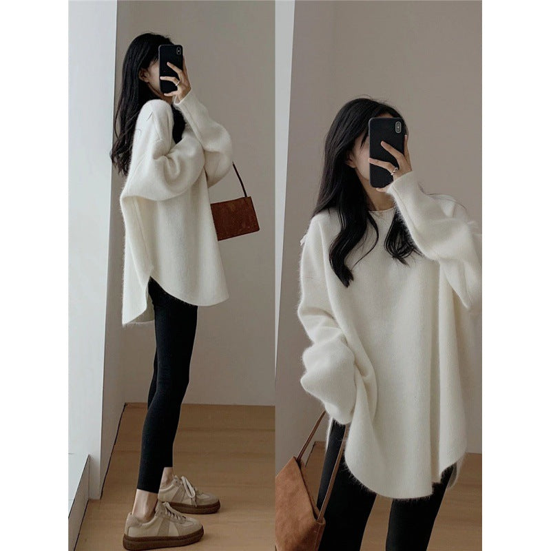 KANING Korean Version Of Gentle Lazy Wind Knitted Women 2026 Autumn And Winter New Solid Color Jacket Sweater Women