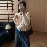 KANING Round Collar Love Buckle Knitted Coat 2026 Autumn New Design Sweater Outside Female