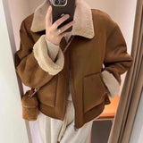 European High-End Fur Lamb Coat Women 2026 Autumn And Winter New Collar Locomotive Jacket Jacket Top