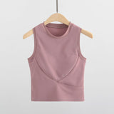 Sports Fitness Running Yoga Clothes Handwear Women's Summer New Fast-Fits Short With Breast Pad Tops