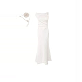 Liu Zhixian Cannes Moonlight White Dens Down Dress Light Dress Body Slanted Shoulder Sleeveless Dress Summer Dress