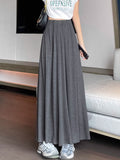 Grey Half-Dress Women's Summer New Tight Waist Thin Swing A-Word Long Skirt