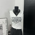 Fashionish Letter-Print Hooded Vest Women's Summer New Hottie Design With A Short Top