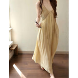 Southern Summer V-Necked Sling Dress Vacation Beach Dress 2026 Summer New High-Sense Skirt Tide