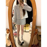 Rich Family Gold Small Fragrant Suit Women's Blue Cardigan Coat Autumn And Winter Bag Hip Half Skirt Temperament Two Sets