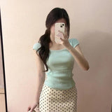 New Summer French Suit Women's Casual Style Short Sleeves On The Body T-Shirt Temperament Wave Half Body Skirt Two