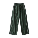 2025 Tight High-Waisted Striped Straight Sweater Women's Autumn Loose Thin Drawstring Tungs Wide Leg Sleet Sleet Sleet Sleet