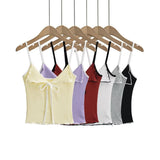 Spice Girls Summer Bows And Rope Sling V Tie Sexy Short Wooden Ear Lace Base Vest