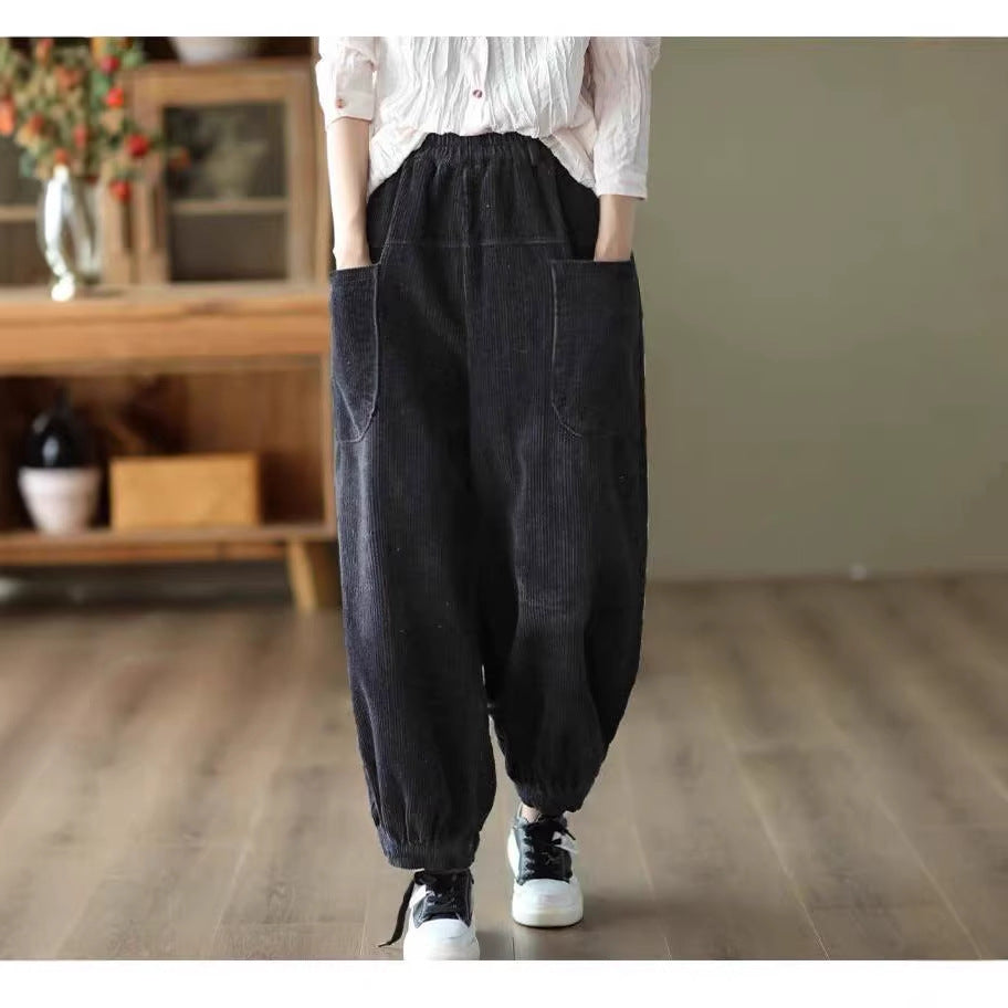 Autumn And Winter Wicked Women's Pants Retro Art Loose Thin Harlan Trousers Fat Leg Lanterns