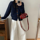 KANING Design Single Rehearsal Buckle Knitted Cardigan Women 2026 Autumn New High-End Sense Age-Retro-Altying Sweater Outside