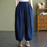 Summer Thin Art Cotton And Cotton Pure Lantern Trousers Women's New Loose Leisure Strand Radishes