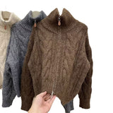 KANING Solid Color Lazy Windy Sweater 2026 Autumn And Winter New Thick Collar Knit Coat Woman