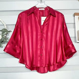 Temperament 2026 Summer New Loose Striped Casual Collar Short-Sleeved Shirt Women's Top