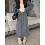 Plus Velvet Thick Cashmeline Half Dress Women Autumn And Winter 2025 New High-Waist Display A Skirt Medium-Long Large Swing Skirt