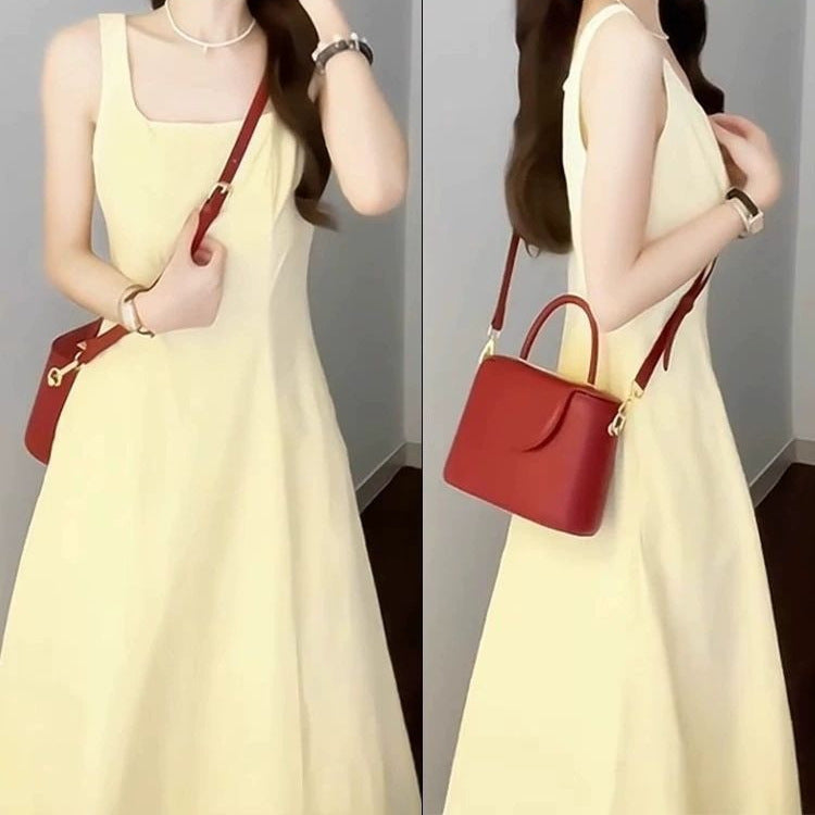 Korean Dopamine Cream Yellow Gentle Temperament Small Dress With Thin Dress With Thin Dress