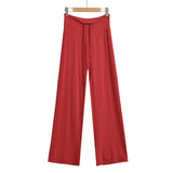 Summer New Yoga Elastic High-Waisted Loose-Rloose Straight Trousers Languid Languid Casual Drag Trousers
