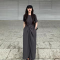 Small Design Cross-Tieed Short-Sleeved Dress Summer Femininity High-End Feeling Waist Thin A Word Long Skirt