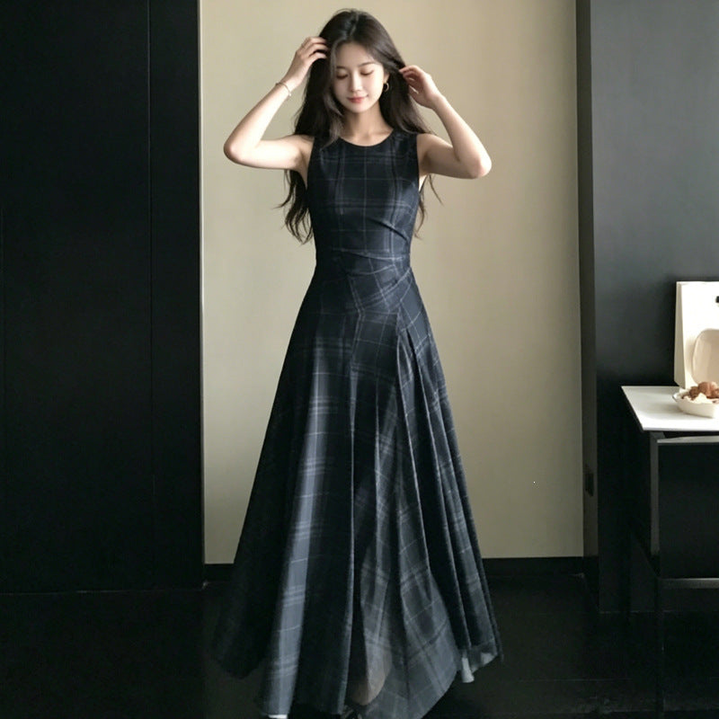 Summer Art Style Retro Style Vest Dress Femininity Elegant Shoulder A-Character Dress