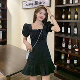 Bubble Sleeve White Dress Women Summer New French First Love Short Skirt Small Man Tall