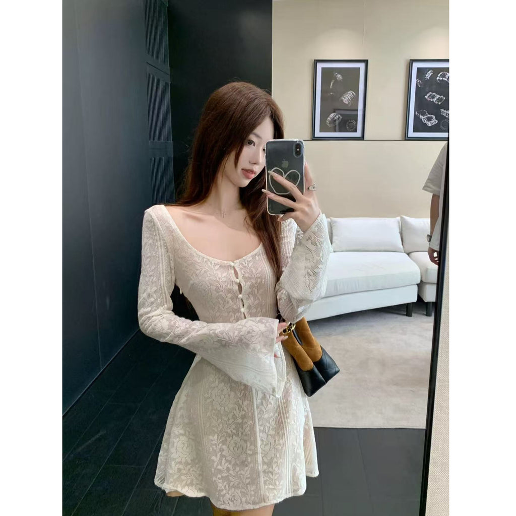 Sleeve Dress Women's New Autumn Leaning Leaning Temperament Long-Sleeved Dress