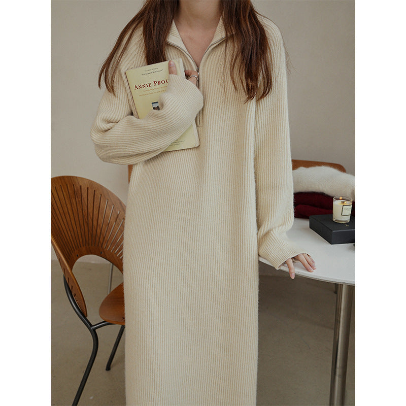KANING Languid Over The Knee Long Laplging Loose Sweater Skirt In Autumn And Winter On The Bottom Of The Knitted Dress