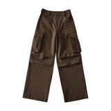 2025 Spring And Summer Hottie Loose High Waist Display Thin Leg Trousers Design Multi-Pocket Trousers Women