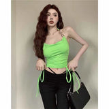 Beauty Back Black Short Chain Hanging Inside And Outside Wearing Sleeveless Slings Small Vest Woman Summer Bare Back Hottie Top