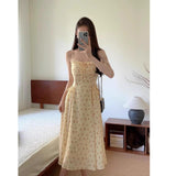 New Summer Gentle Age-Solded Flower Hanging Dresses Women's Summer Lazy Vacation Style Long Dresses