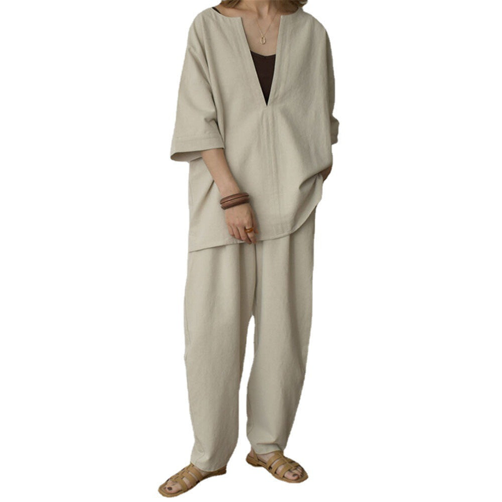 2 Color Dark Suit Trousers Plain Loose Top Lady Trousers Fashion Jersey Fashion Set