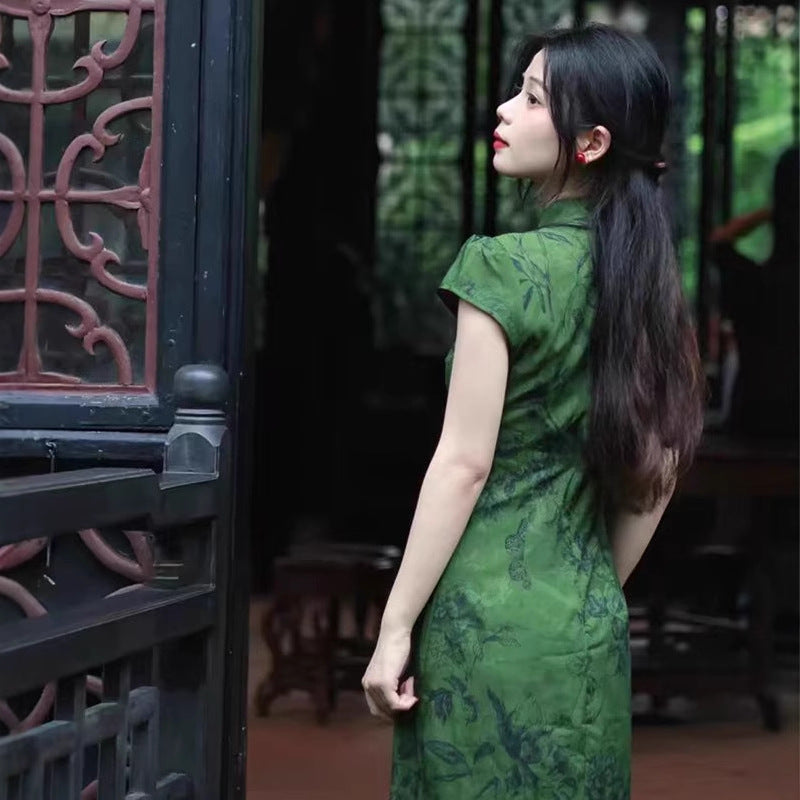 New Chinese-Style Improved Cheongsam Femininity Vintage Short-Sleeved Dress In 2025