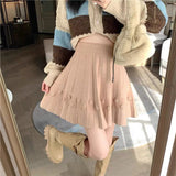 KANING College Wind Knit Short Skirt Women High Waist Skirt Autumn High Waist High Waist Show Thin Tight Waist A Skirt Girl