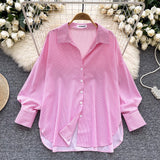 Lightly Cooked Ladies Shirt 2025 New Commuter Collar Single Buckle Cardigan Striped Shirt Women's Casual Top