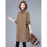 2026 Autumn And Winter New Loose Large Size Display Thin Collar Pure Cotton Bottoming Jacket Dress Plus Velvet Thick Warm Dress