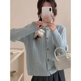 KANING Korean Version Of The Round Collar Retro Knitted Cardigan 2026 Autumn And Winter New Single-Dcupuncture High-End Sweater Woman