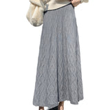 KANING Long Wave Ling Knitted Umbrella Skirt 2026 Autumn New A-Shaped Skirt High-Waist Knitted Skirt