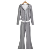 Spice Girls Hooded Back Strapped Night Running Set Horn Pants Casual Trousers Two-Piece Zipper Open Shirt