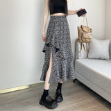 Stylish Street Breeze Flower Opening Skirt Dress Women Summer Design High Waist Hanging Feeling Irregular Long Skirt