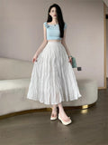 White Tight Waist Skirt A-Word Female Summer 2025 New High-Waist Leisure Temperament Long Skirt Tide