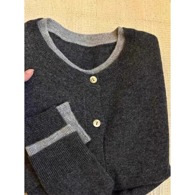 Gray's Spring Crash-Free Two Knitted Open-Shirt Women's Lazy High-End Sweater Coat Early Spring Wear On The Top