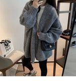 Women Loose Wear 2026 Autumn And Autumn New Solid Color Lazy Style Sweater Open Shirt Knitted Shirt