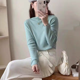 KANING Solid-Colored Semi-High Collar Knitted Shirt 2026 Autumn And Winter New Loose Basic Jacket Sweater Bottom