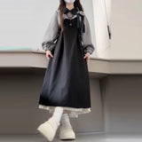 French Black Long-Sleeved Dress Women's Autumn And Winter 2025 New Small Man Into Autumn A Complete Set
