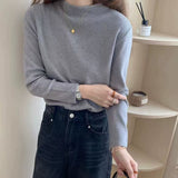 KANING Solid-Colored Semi-High Collar Knitted Shirt 2026 Autumn And Winter New Loose Basic Jacket Sweater Bottom