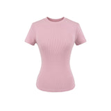 Summer Shoulder Ant Waist T-Shirt Thread Solid Color Foundation Repair Bottom Wide Edge Round Neck Bottom