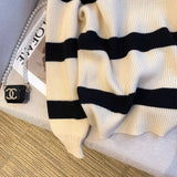 Shopping Mall Withdraws The Ribbon 2025 Spring And Autumn Korean Version Of Polo Striped Sweater Women Loose Retro Knitwear Tide