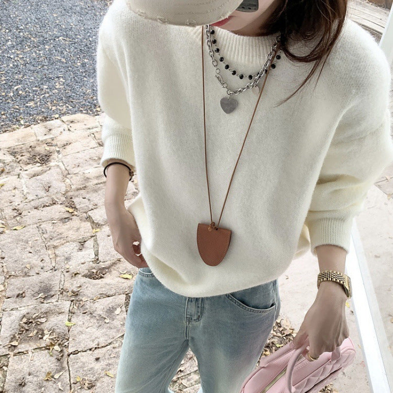 KANING Candy Round-Neck Knitted Shirt 2026 Autumn And Winter New Lazy Wind Casual Bottom With Sweater