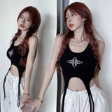 Fashion Design Print Sexy Sling Vest Women Summer New Hottie Style Slim Short Top Tide
