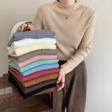 KANING Solid-Colored Semi-High Collar Knitted Shirt 2026 Autumn And Winter New Loose Basic Jacket Sweater Bottom