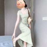 Fang Collar Dress Women's Summer 2025 New Royal Sister Style Thousands Of French Temperament Dress-In-The-Body-Style Ass Long Skirt